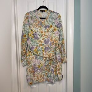 Gibsonlook Gibson Look Floral Knee Length Belted Boho Shirt Dress W Pockets L